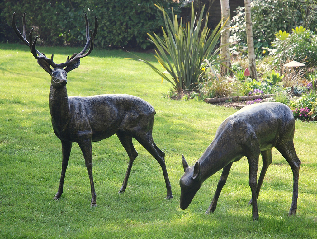 extra large wild deer stag bronze statue metal garden sculpture